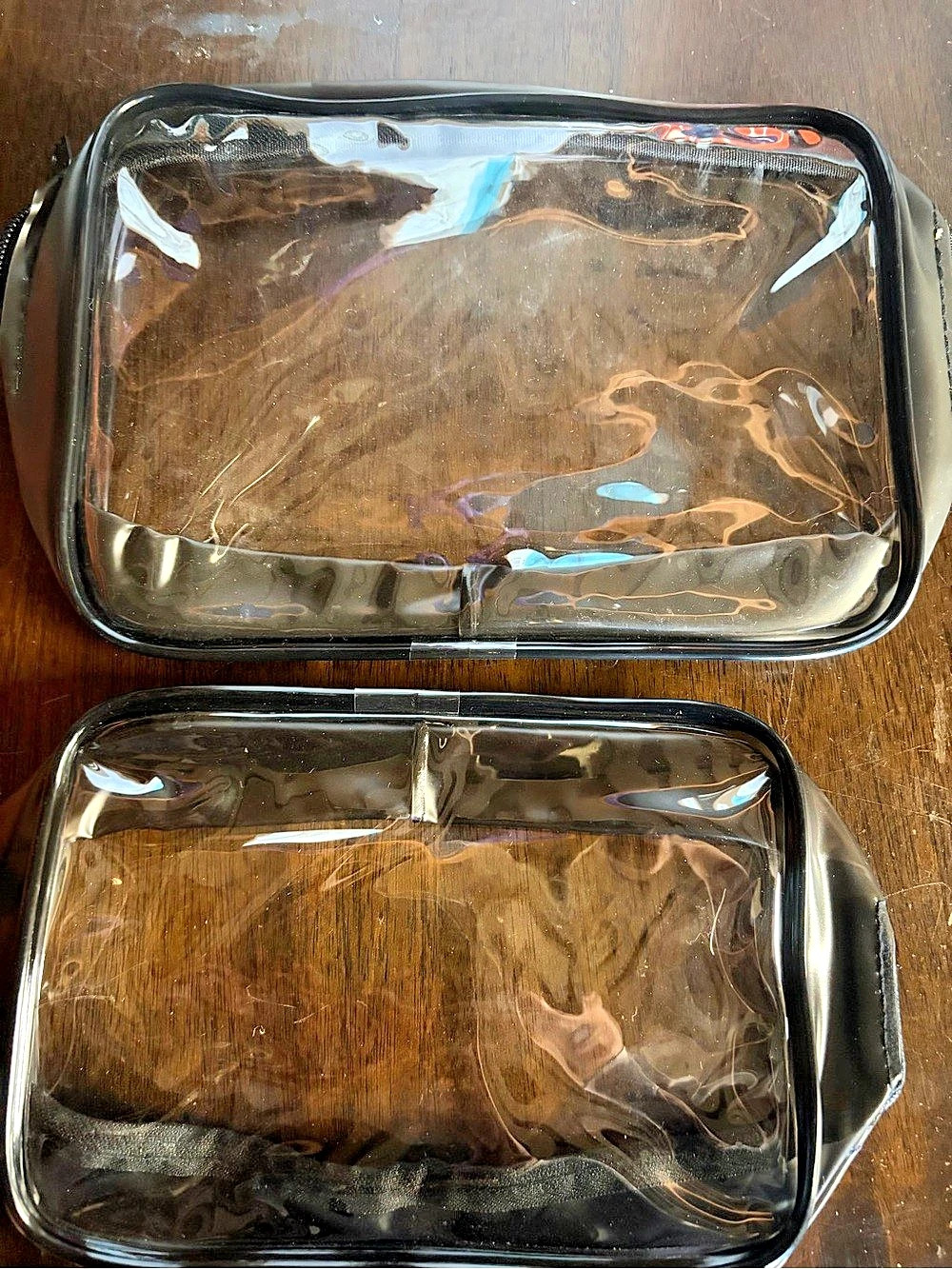Away Clear Pouch Set Clear Cosmetic Pouch Set in Black Like New